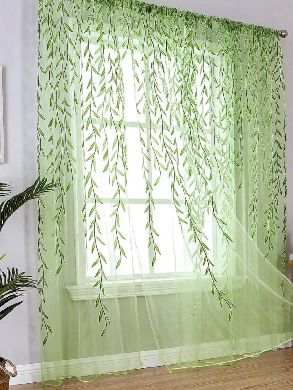 Green Sheer Curtains 108 Inches Long for Living Room Bedroom 2 Panels